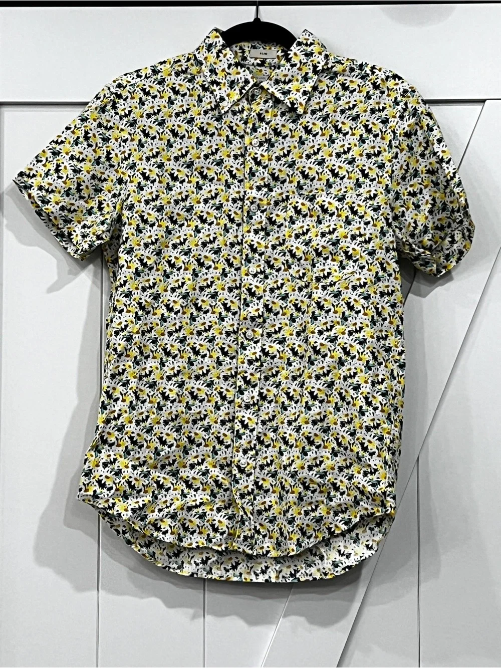 Men’s 100% Linen J.Crew Sunflower and Bee Short-Sleeve Button-up